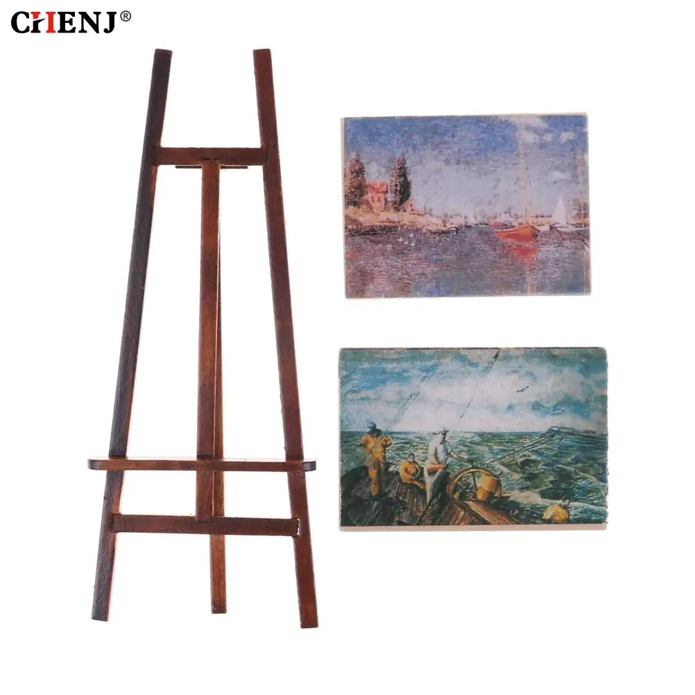 sketch easel 1 set artist easel stand & 2 wood paintings pictures mini artist easel wood wedding table card stand display holder decoration