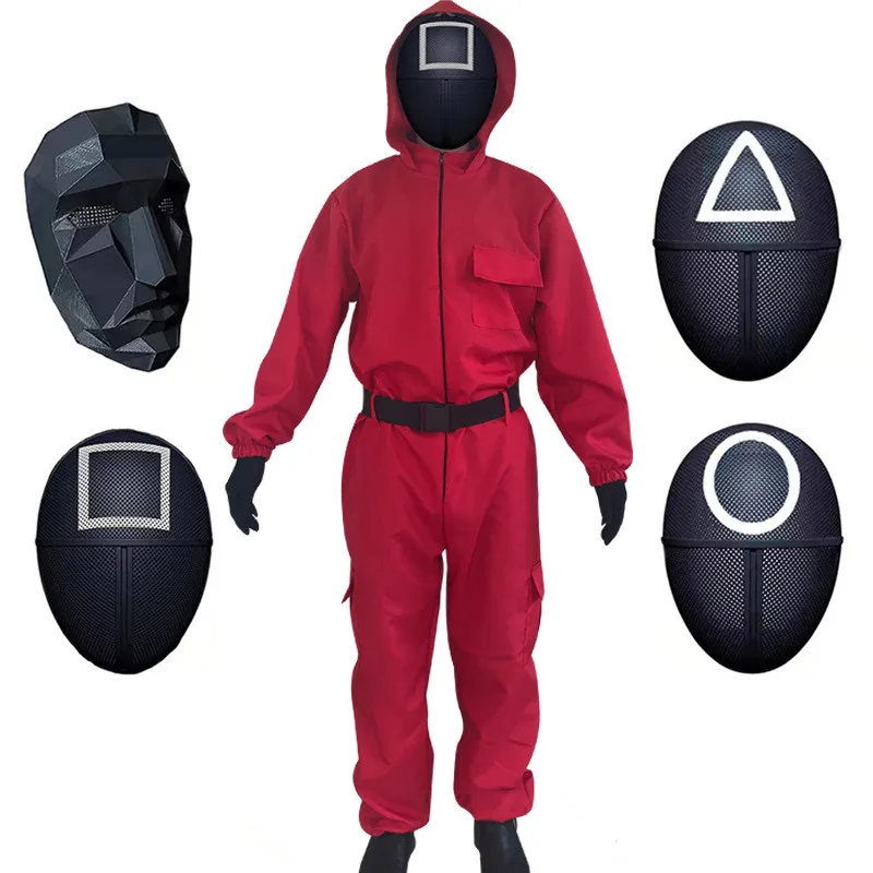 Комбинезон для косплея из игры и кальмара пальто босса маска перчатки круглый