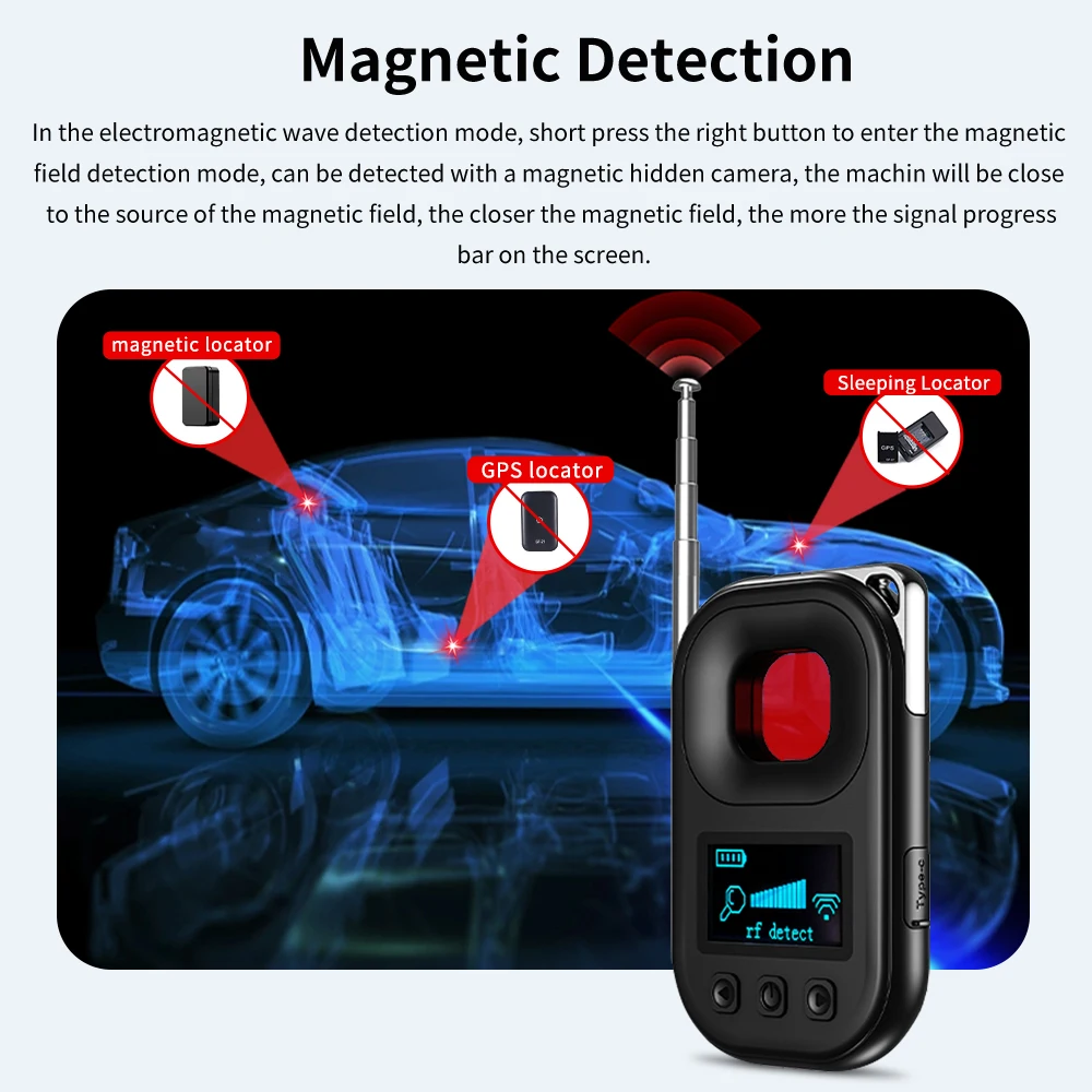 T03 Camera Detector, Infrared Anti-theft Camera, GPS Anti-positioning, Shock Alarm, Multi-function Screen Display Detector
