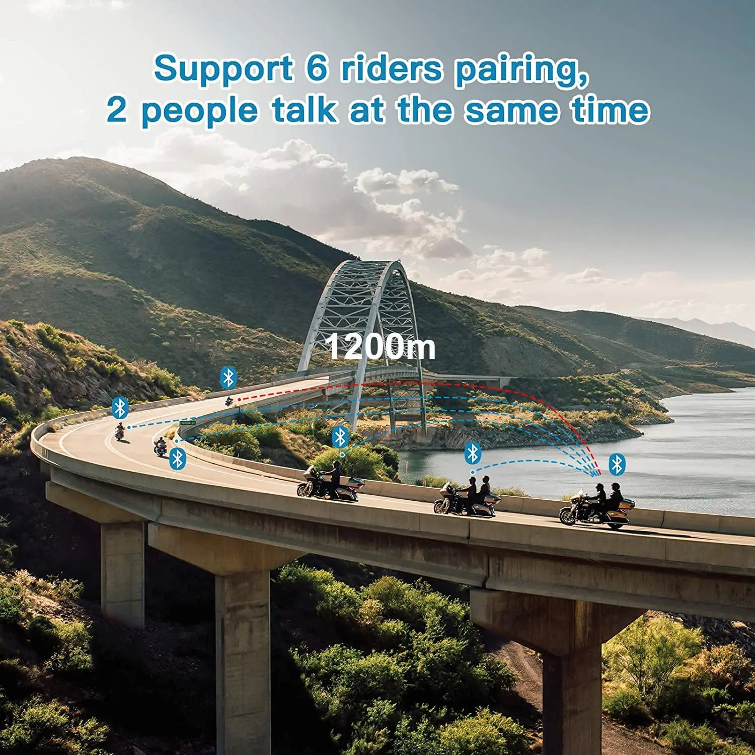 EJEAS V6 PRO+ Motorcycle Bluetooth Helmet Headset Intercom 850mAh MOTO Communicator 800m Interphone for 6 Riders IP65 Waterproof