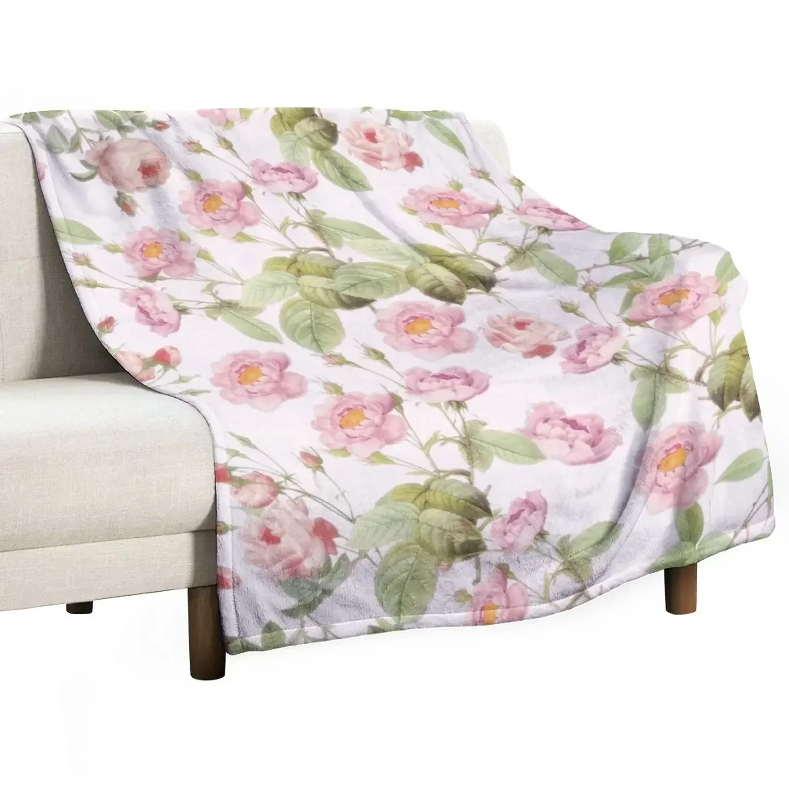 

Old Vintage Roses on Pink Pattern Throw Blanket Warm Luxury Thicken Blankets