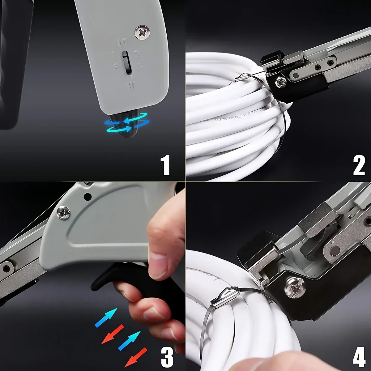 Cable Tie Toolautomatic Tensioning Cut Off For Nylon Fasteningcable And Flat Head Zip Tie With Steel Handle Strapping Tensioner 3