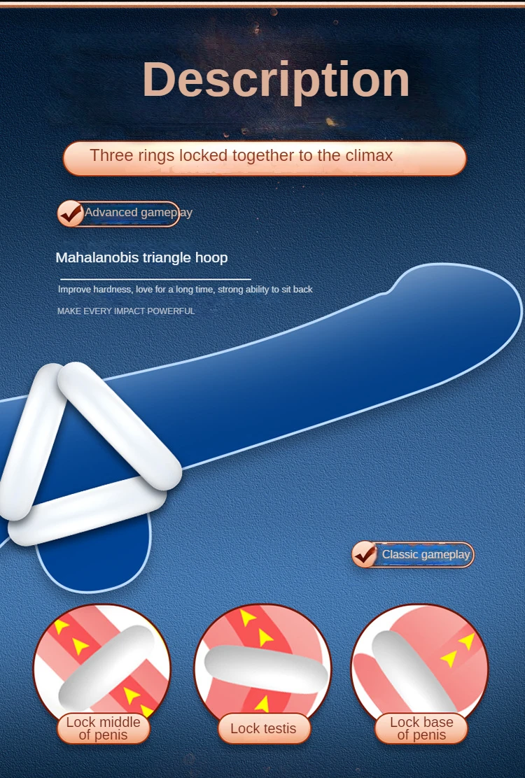 Set d'anneaux de blocage en silicone pour retarder l'éjaculation_voghion.com