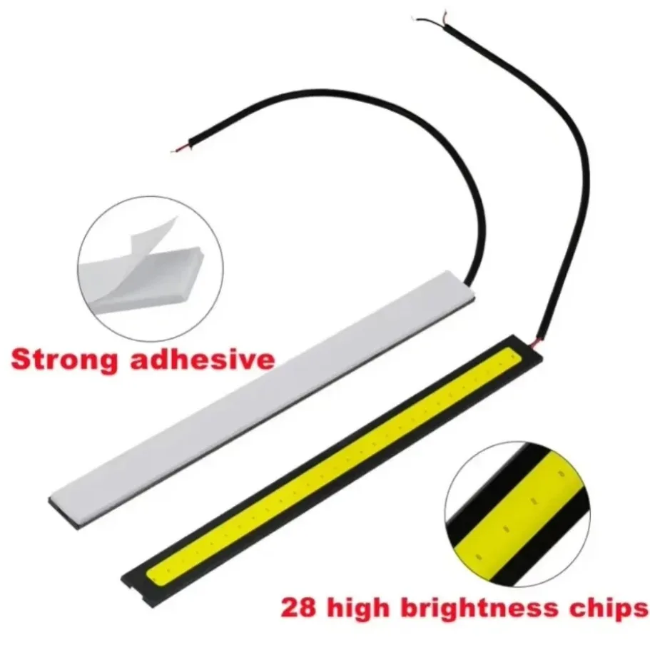 10개 17cm COB LED 스트립 라이트 (자동차용), 방수 DRL 주간 주행등, 유연한 자동차 실내 장식 램프 스타일링