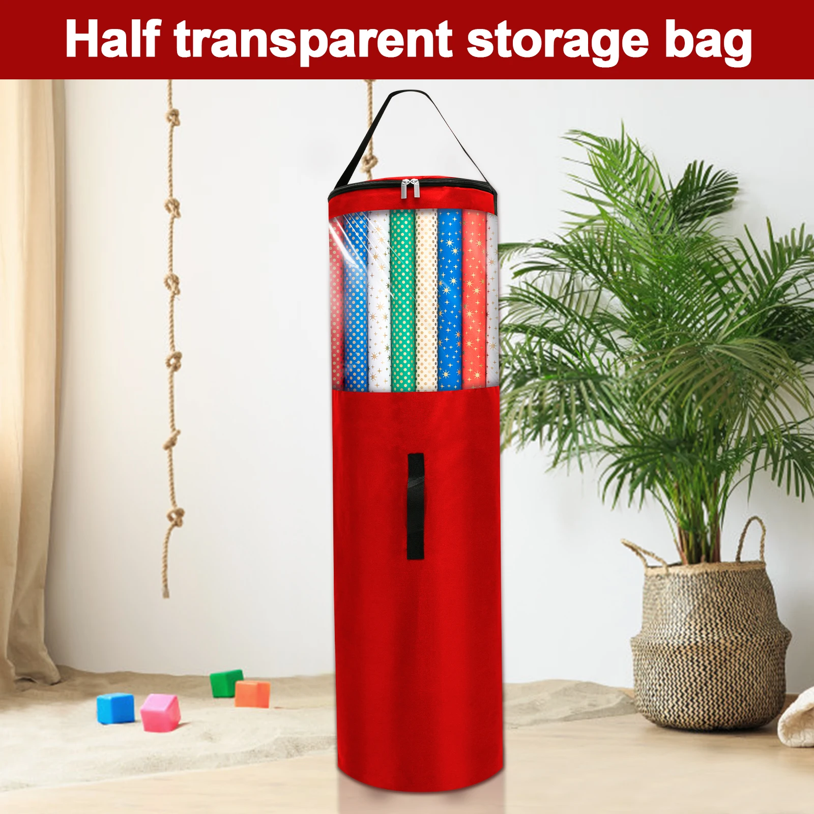 Gift Wrapping Organizer 40 Inch Wrapping Paper Storage Bag Waterproof Oxford Cloth Christmas Gift Wrap Organizer with Handles Up to 24 Rolls Storage