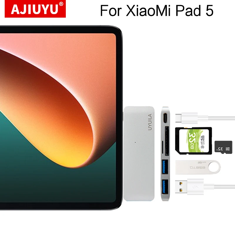 

USB Type C HUB для Мульти USB 3,0 SD/TF кардридер адаптер док-станция для XiaoMi Pad 5 Pro 5G MiPad 5 11 "MiPad5 разделитель 4 порта
