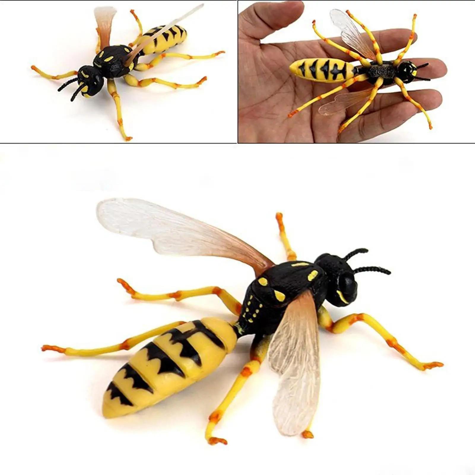 Fake Bee Insect Bee Figurine Set Collectible Hand-Painted Simulated Honeybee Ornament ...