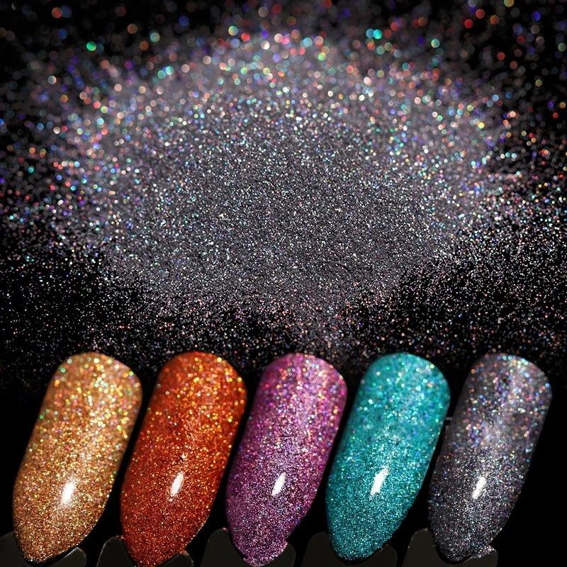 

50g 0.1mm Holographic Glitter Powder Shining Sugar Nail Glitter Dust Multi-color 1/256 Extra Fine Glitter Nail Art Decoration ##