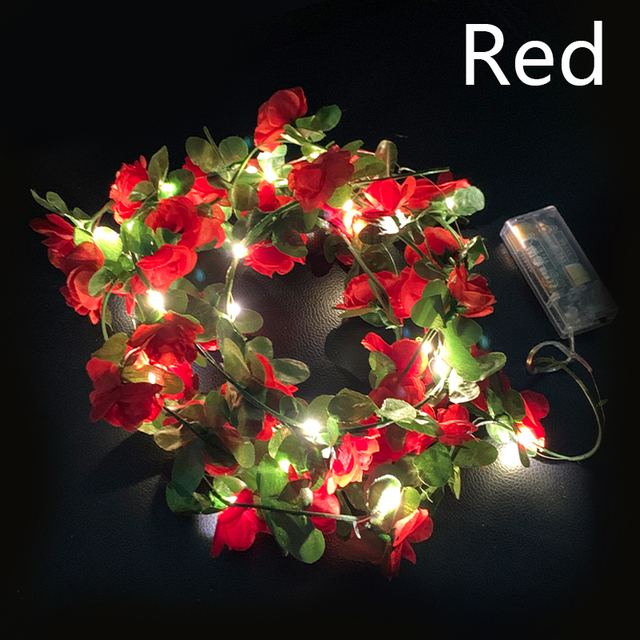 LED Rose Wreath Artificial Plant Vines Valentine's Day Christmas Wedding Decoration Interior Romantic Atmosphere Decoration