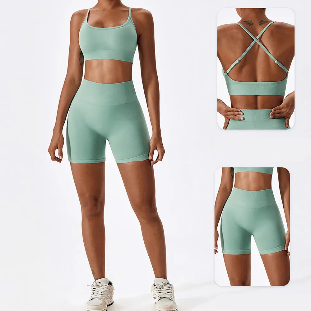 1/2Pcs Seamless Flex Running Yoga Set Women Workout Pant Gym Fitness Shorts Female Scrunch Leggings Exercise Active Wear Suits yoga set sports set gym workout set sportswear set fitness set yoga pants set