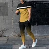 Summer Tracksuits Men's Suit Casual Trousers Set Print Stripe Short Sleeve T Shirt Round Neck Men Clothing 2 Piece Outfits 6