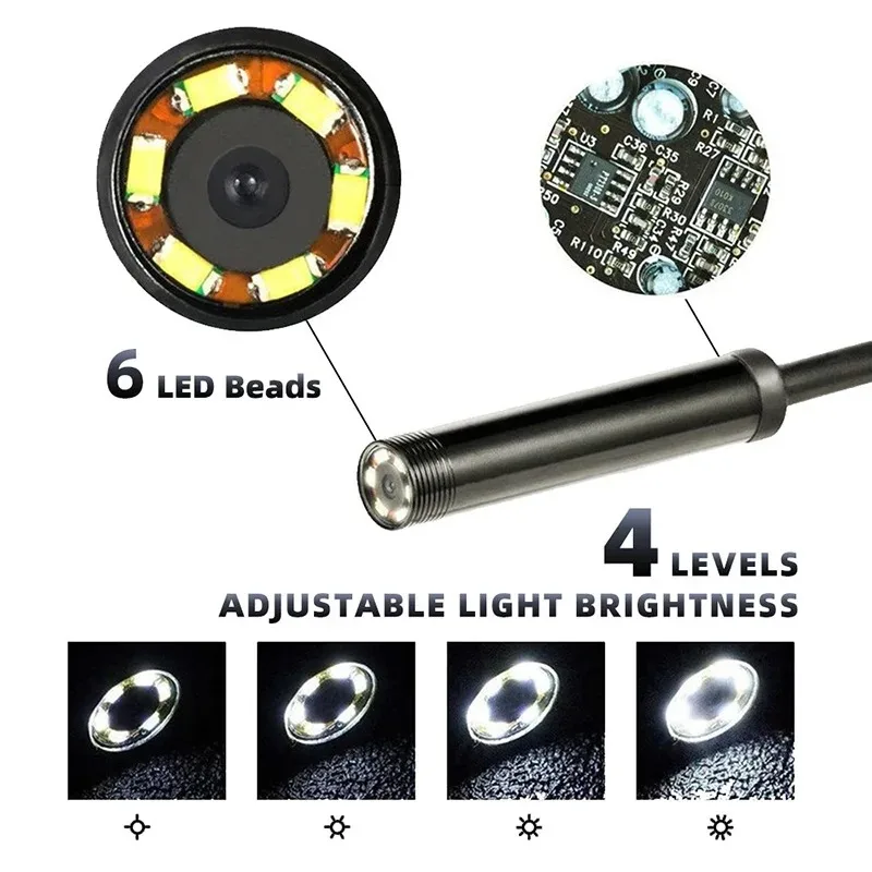 7.0mm USB Type-C Endoscope Camera Android PC Inspection Scope Borescope Camera with 6LEDs Adjustable inspection camera