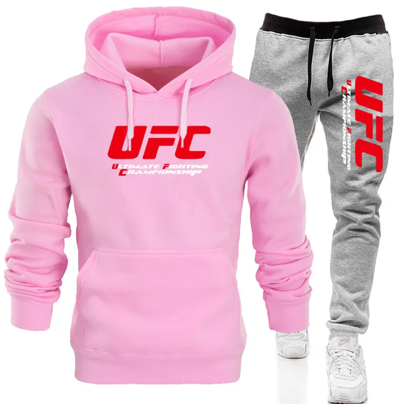 Чоловічий спортивний одяг MMA Fight Толстовка UFC Толстовка з флісовою підкладкою Комплект штанів Повсякденний осінь-зима Вуличний одяг із суміші поліестеру