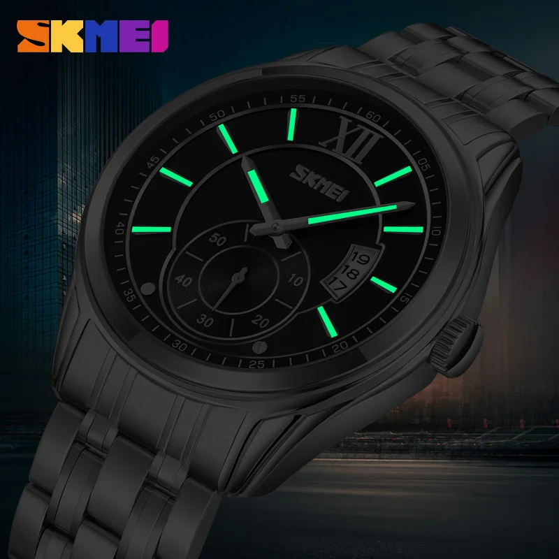 SKMEI Luxury Fashion All Steel Quartz Wristwatch For Men Waterproof Date Luminous Hands Sport Men's Watches Business Male Clock