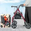 Elderly Shopping Cart with Backrest - Four-Wheeled Portable Walker, Rehabilitation Trolley with Comfortable Seating 2