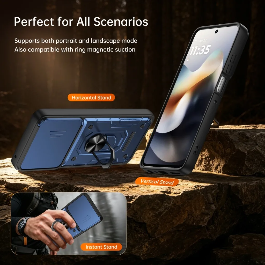 Slide Camera Protection 360° Ring Holder Phone Case