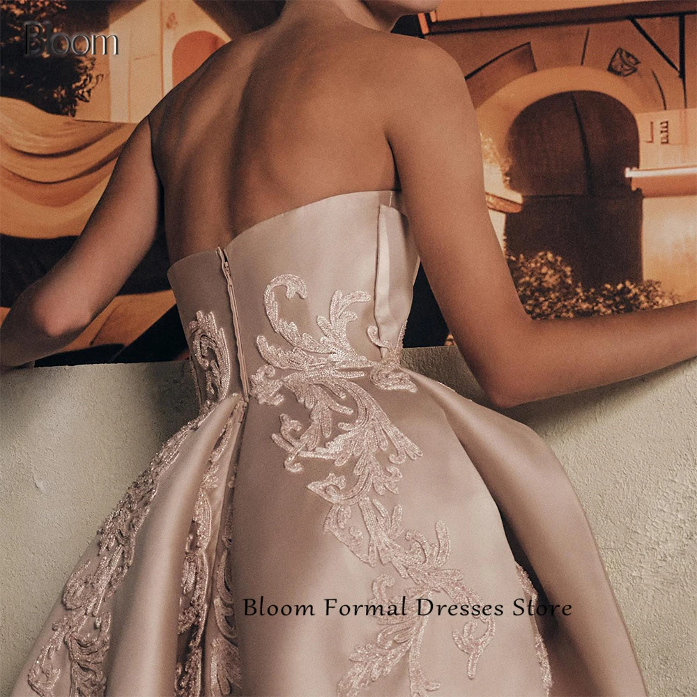 Bloom Sleeveless Applique Boat Neck A-Line Solid Color Zipper Back Beaded Pleats Floor Length Elegant Luxury Evening
