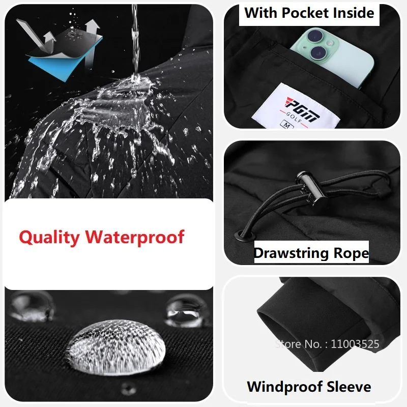 PGM Golf Men Keep Warm Jacket Thicken White Duck Down Coat Waterproof Sports Stand Collar Jacket Male Windproof Outerwear