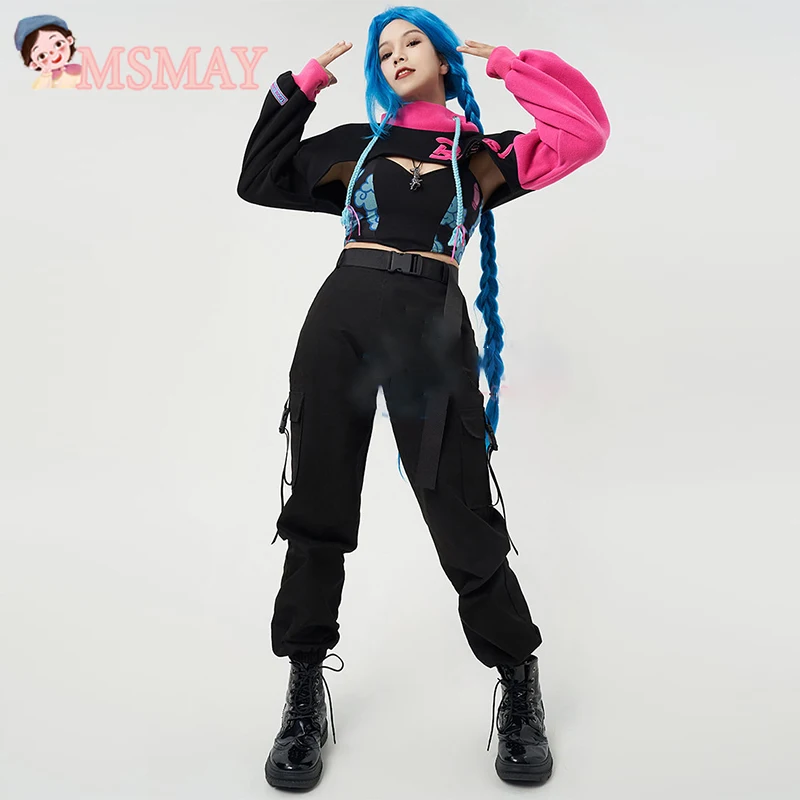 

MsMay Jinx Cosplay Costumes Game LOL Women Men Hoodies Pants Suit Set Uniform Halloween Party Outfit