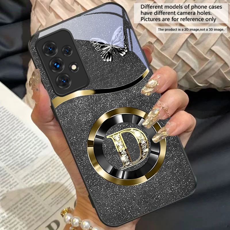 Gold Letter A Badge Glass Phone Case