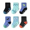 6 Pairs Kids Non-Slip Socks Cute Cartoon Dinosaur Pattern Boys Floor Socks Comfortable Breathable for Toddler Learning to Walk 2