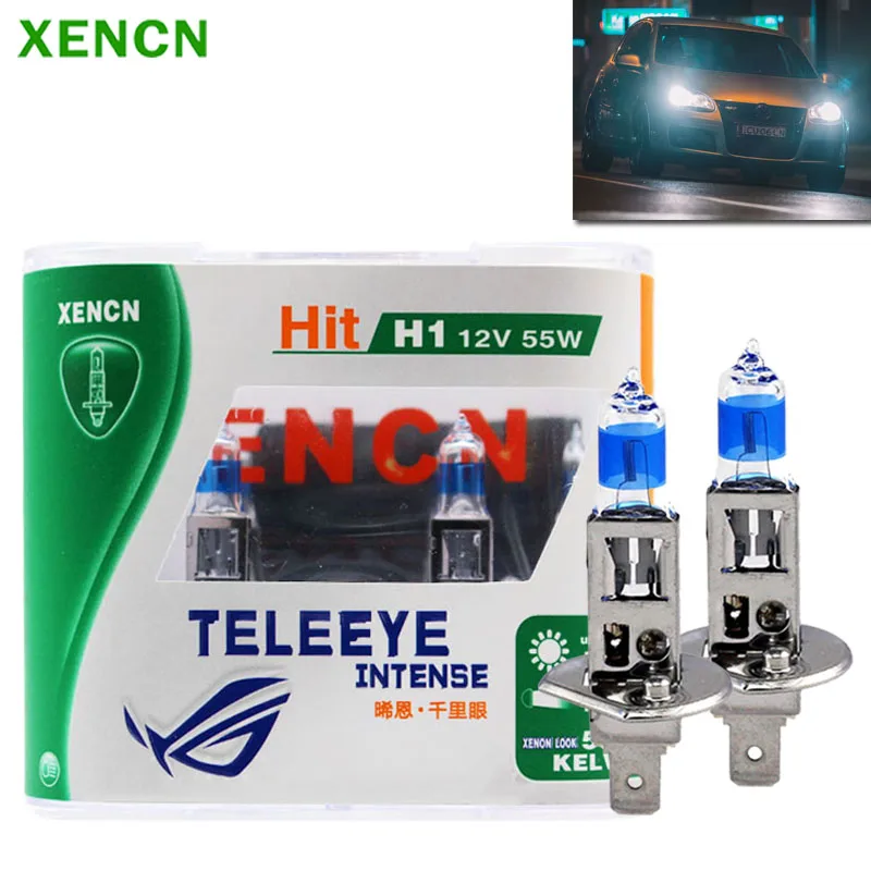 

XENCN H1 Halogen Head Light 12V 55W P14.5s Teleeye Intense Series 5000K Xenon Look Up to +90% Brightr Genuine Auto Lamp Bulbs