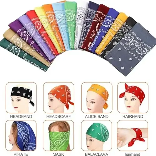 1-3Pcs Fashion Hip Hop Cotton Bandana Square Scarf 54cm*54cm Black Red Paisley Headband Printed For Women/Men/Boys/Girls - Image 5