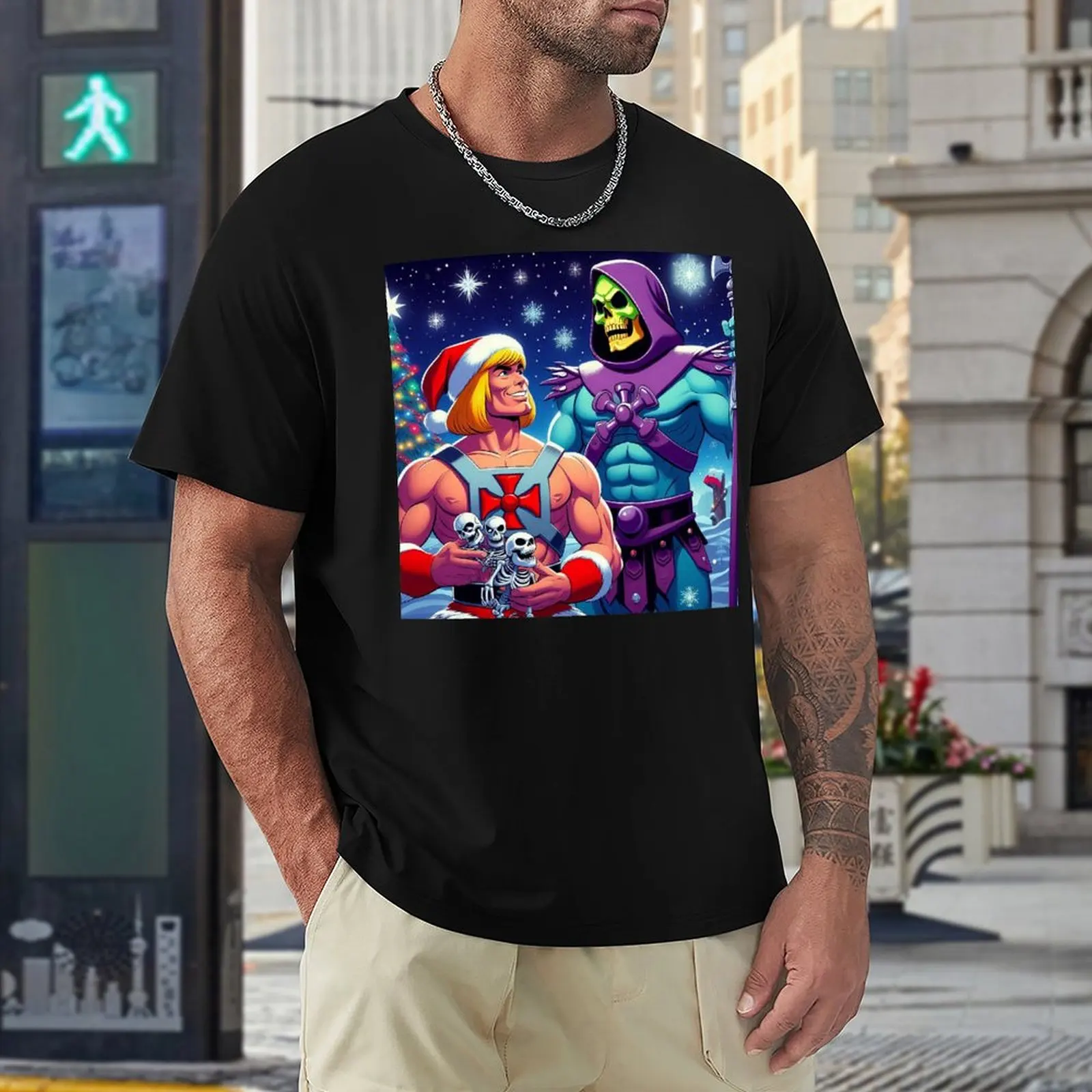 He Uomo E Skeletor Natale In Vendita Tshirt Vendita Calda T-Shirt Girocollo Spostare Divertente Novità Casa Eur Size