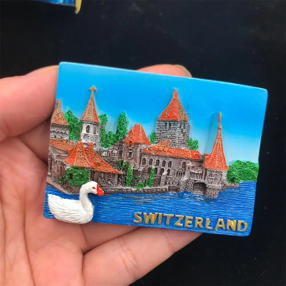 Description Picture 2 of itemHand-painted Fridge Magnets Switzerland Basel Eiffel Tower Sophia Church Castle Tourism Souvenir Magnetic Refrigerator Stickers