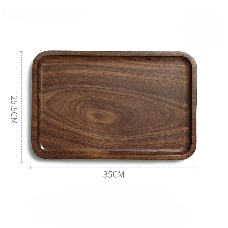 North American black walnut wood tray household tea tray cups wooden plate coffee dessert storage dinner plate storage tray wooden serving tray