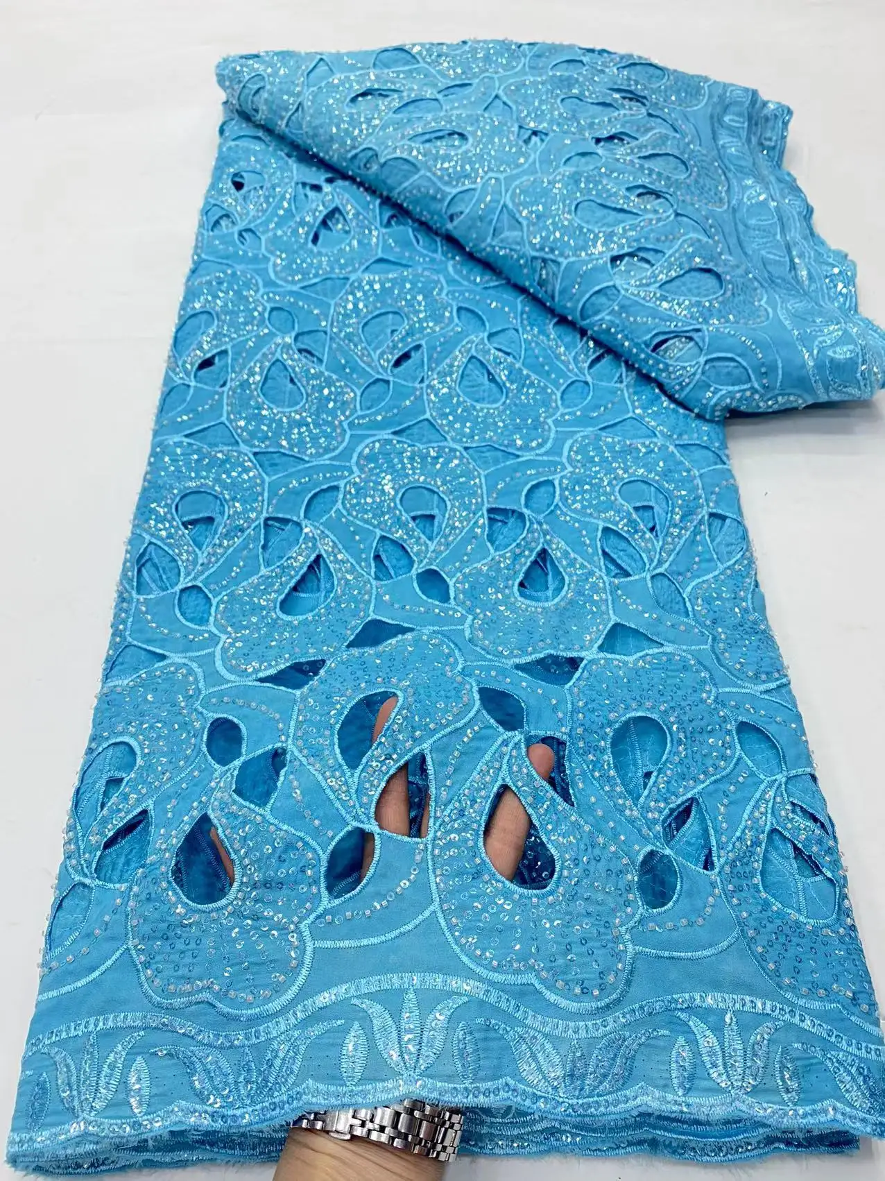 

Nigerian Tulle Lace Fabric for Sewing, Wedding Dress, Chiffon Party Guipure, High Quality, Cotton, 5Yard, 2024 DP0119