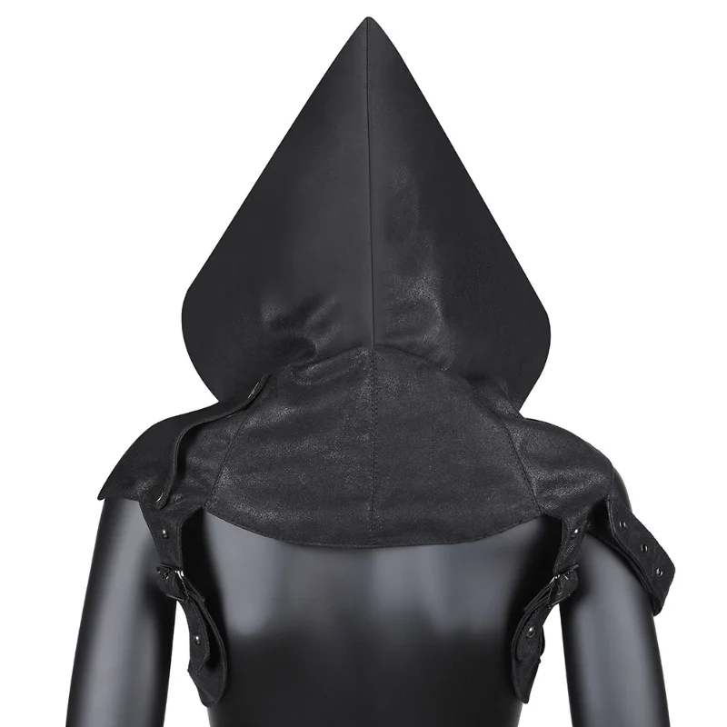 Gothic Punk Hood Cowl Halloween Assassin Costume Accessory Carnival Cosplay Horror Cotton Hat Mask Men Women Black Retro