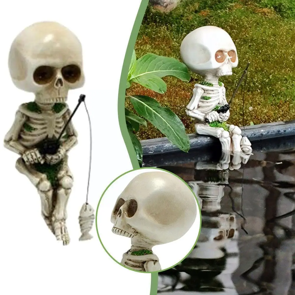 

Creative Skeleton Figurines Sculptures Halloween Decorative Crafts Ornament Home Decor For Pool Bird Bath Fountain Decorati E5T1