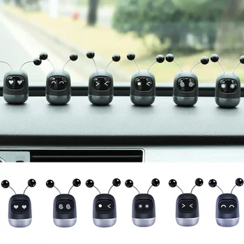 Simpatico robot anime per decorazione interni auto, robot divertente con movimento del viso, decorazione per console centrale auto, accessori per interni auto.