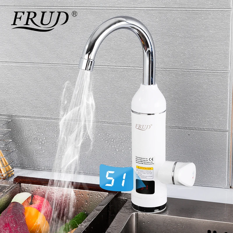 

Frud Kitchen Faucet Electric Heating Faucet Cold Hot Mixer 360 Rotatable Tap Zinc Alloy Tap Energized Electric Faucet