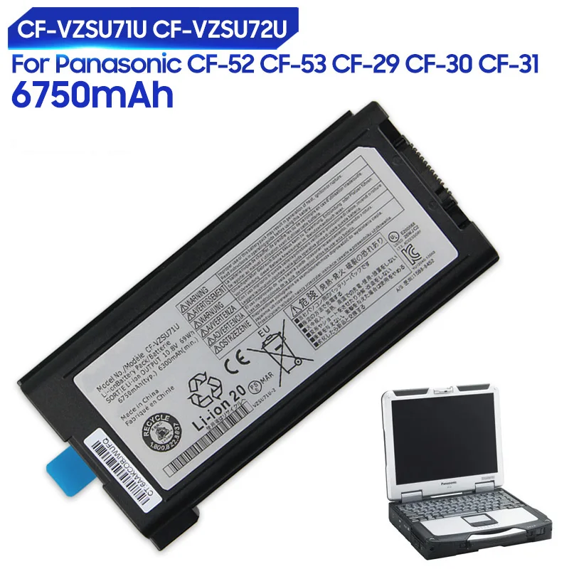 Batteria Di Ricambio Per Panasonic Cf-29 Cf-30 Cf-31 Cf-52 Cf-53 Cf-Vzsu71R Cf-Vzsu71U Cf-Vzsu72U Cf-Vzsu46 Cf-Vzsu1430U 6750Mah