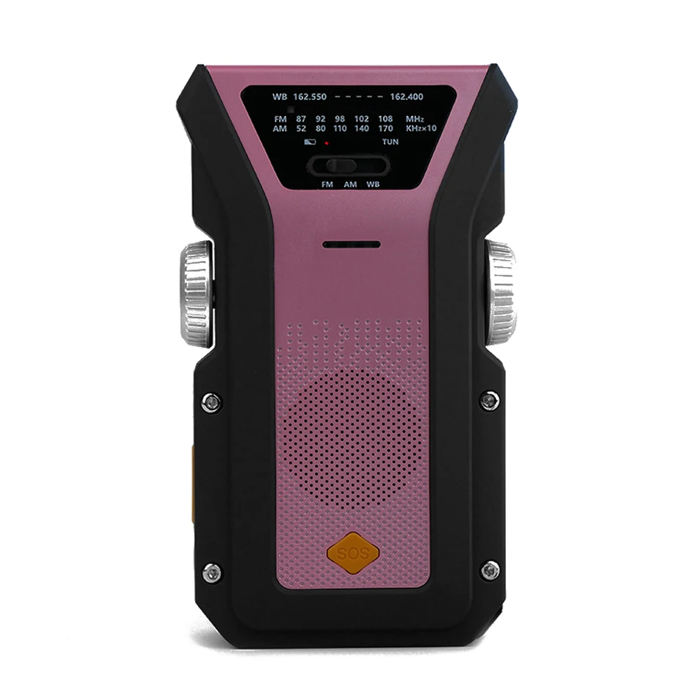 

Solar Powered Radio Outdoor Multifunctional Hand Crank Recharging Radio Portable Camping Fishing Radio with Light Function
