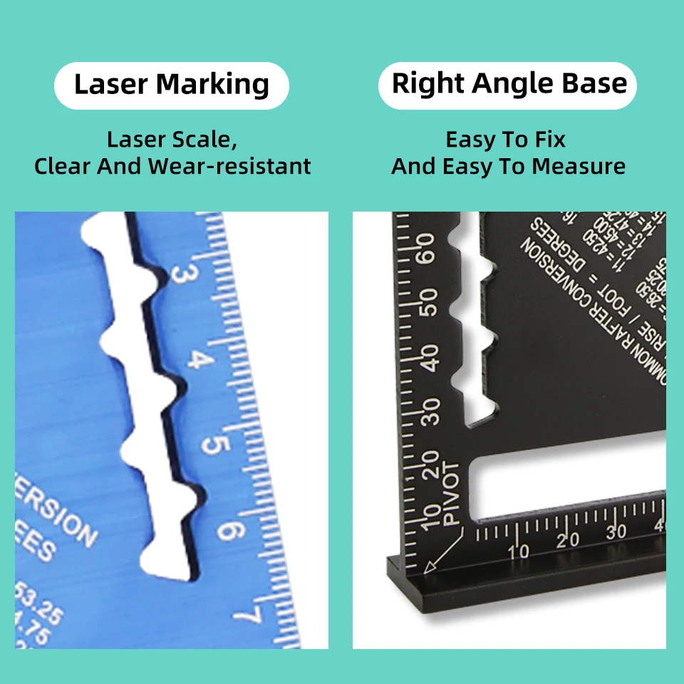 Triangle Ruler 7Inch Measurement Tool Aluminium Alloy Carpenter Set Square Angle Woodworking Tools Try Square Triangular Metric triangle ruler