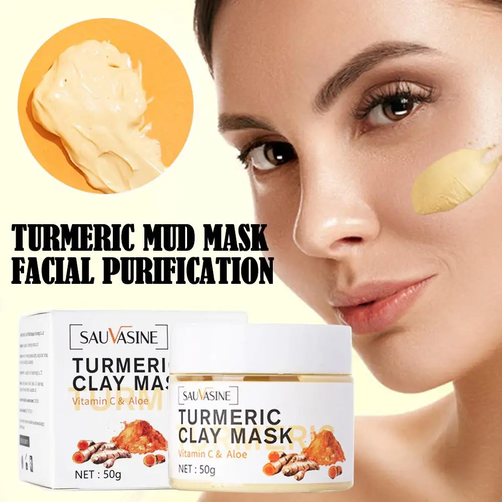 

50g Turmeric Mud Mask Deep Cleansing Facial Purification Moisturizing Face Anti-Acne Mask Smear Controlling Care Type Skin G4L8