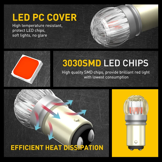 AUXITO 2X BAY15D 1157 P21/5W LED Brake Stop Light Bulbs Super Bright P21 5W 7507 LED Car Reversing Bulb Red White Tail Light DRL