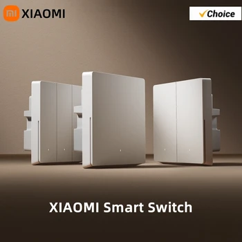 Xiaomi Smart Wall Switch Single Double Triple Key Dual Control Live & Neutral Line ทํางานสําหรับ Smart Light Mi home App 1