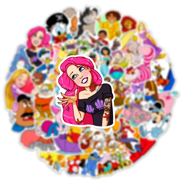 50/100pcs Disney Princesses Mixed Kawaii Stickers Graffiti Decals