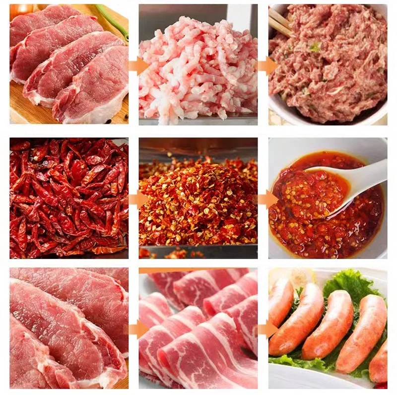 Stainless Steel Meat Mincer Beef Mutton Grinder 5mm 7mm Hole Plate Sausage Stuffer Vegetable Grinding Machine Kitchen 5