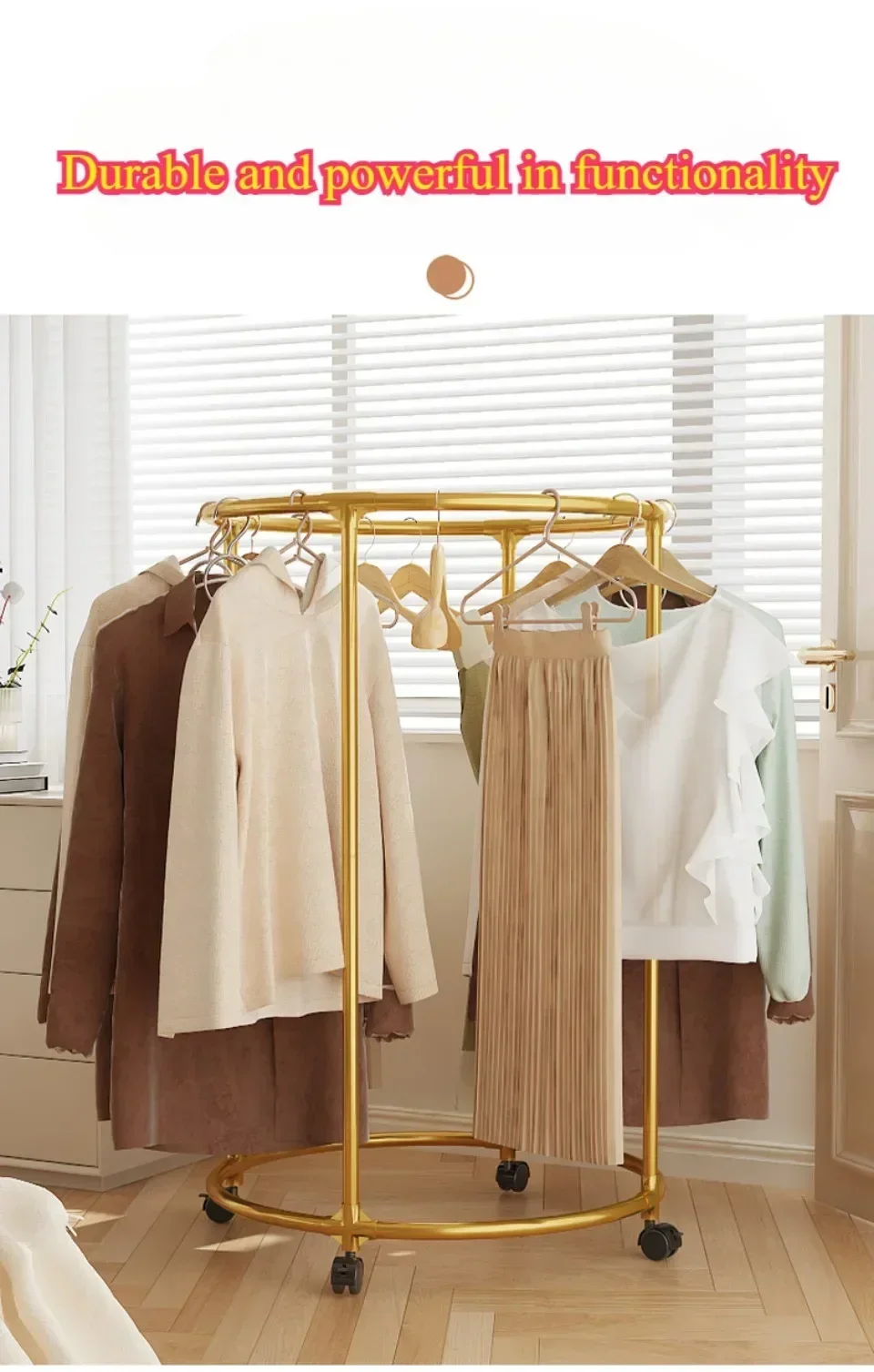 Multifunctional Rotating Circular Drying Rack With Floor Mounted Wheels