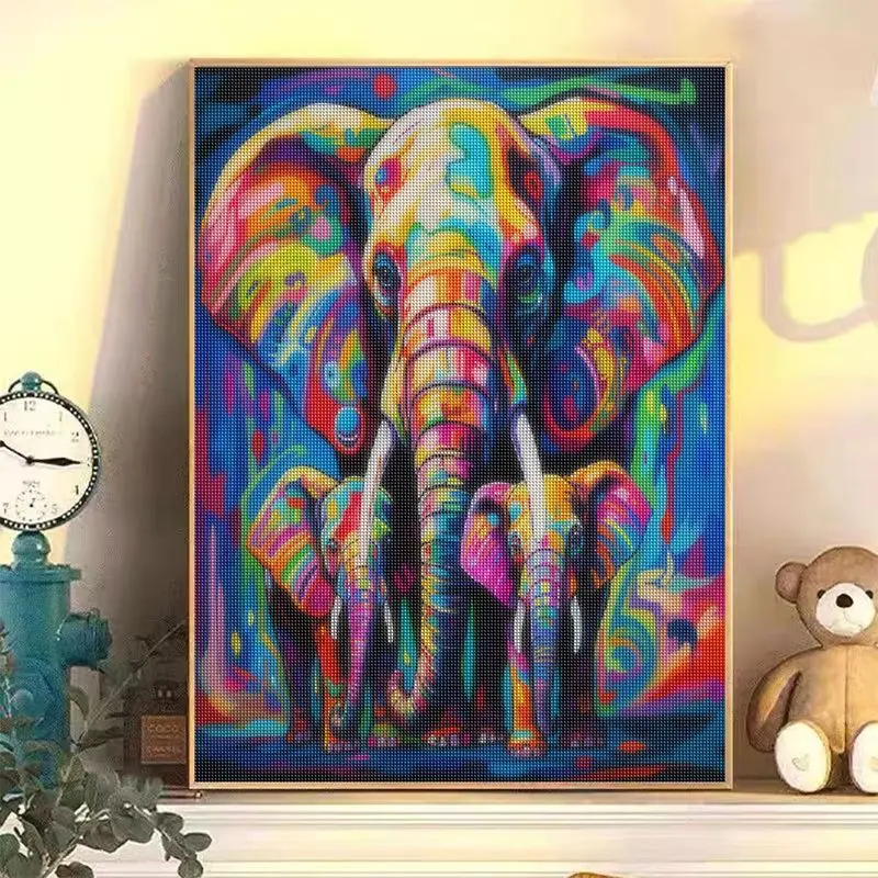 CHENISTORY Diamond Embroidery Complete Kit Colored Elephant 5D Diamond Painting Mosaic Pictures Wall Art Home Decoration diamond painting