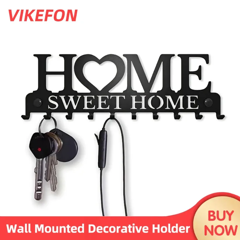 Wall Mounted Sweet Home Decorative Key Holder Key Wall Hook Creative Holder For Front Door 1pc