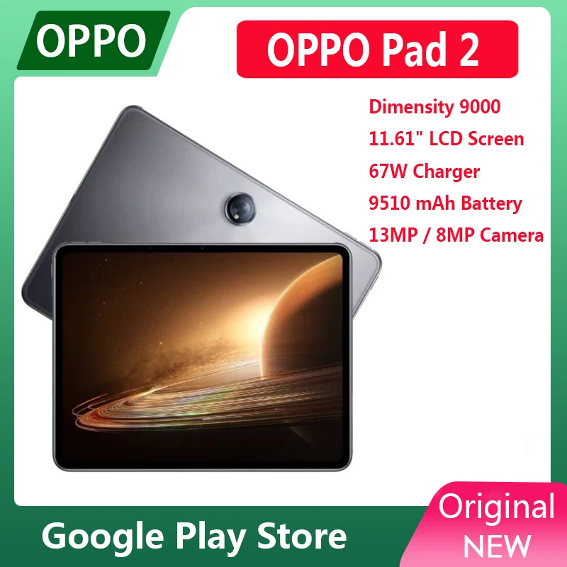 OPPO Pad 2 Tablet 8GB 256GB Dimenisy 9000 Octa Core 11.61'' 144Hz LCD  Display 13MP Camera 9510mAh Battery 67W Charger Tablet - AliExpress