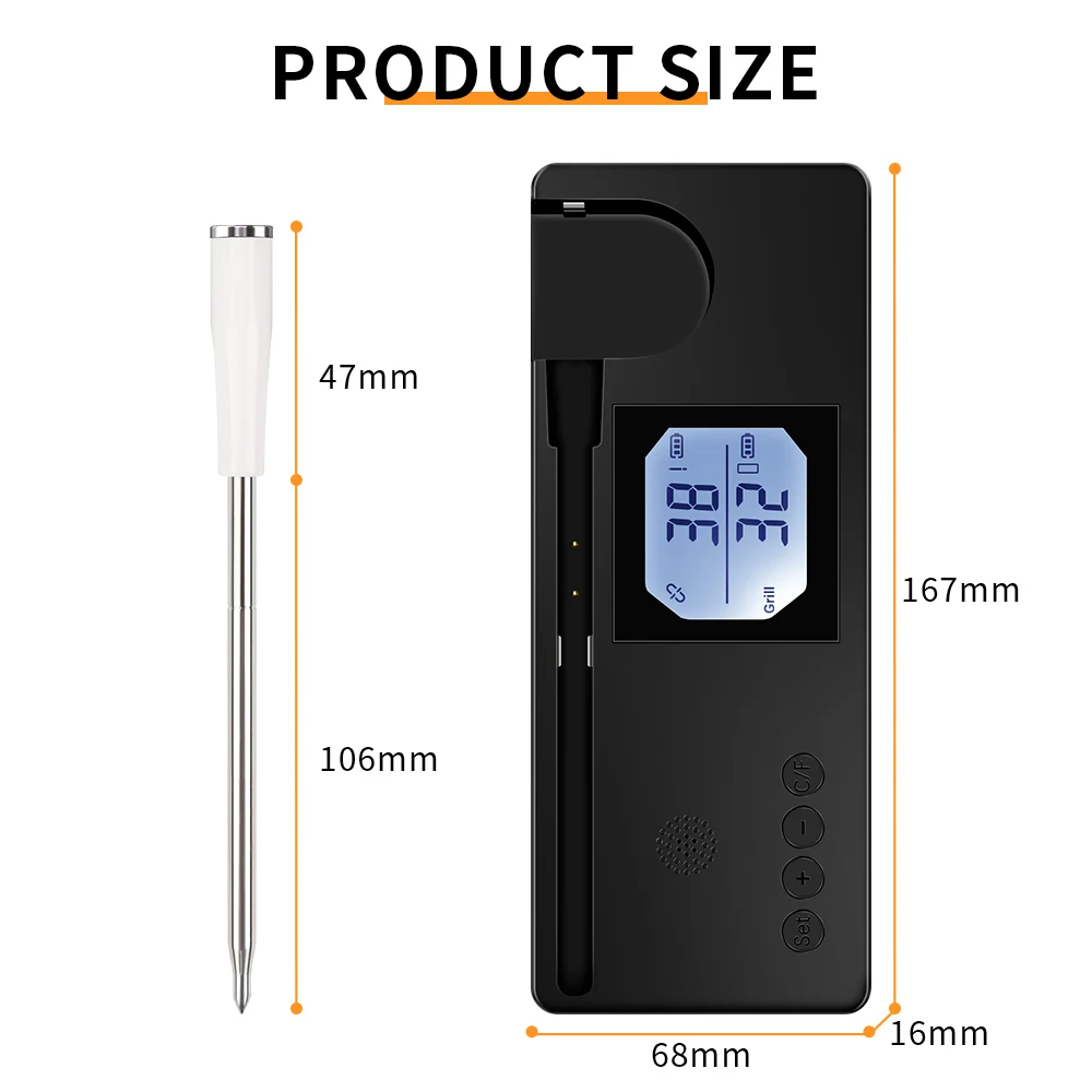 No Brand Wireless Meat Food Thermometer Bluetooth Barbecue