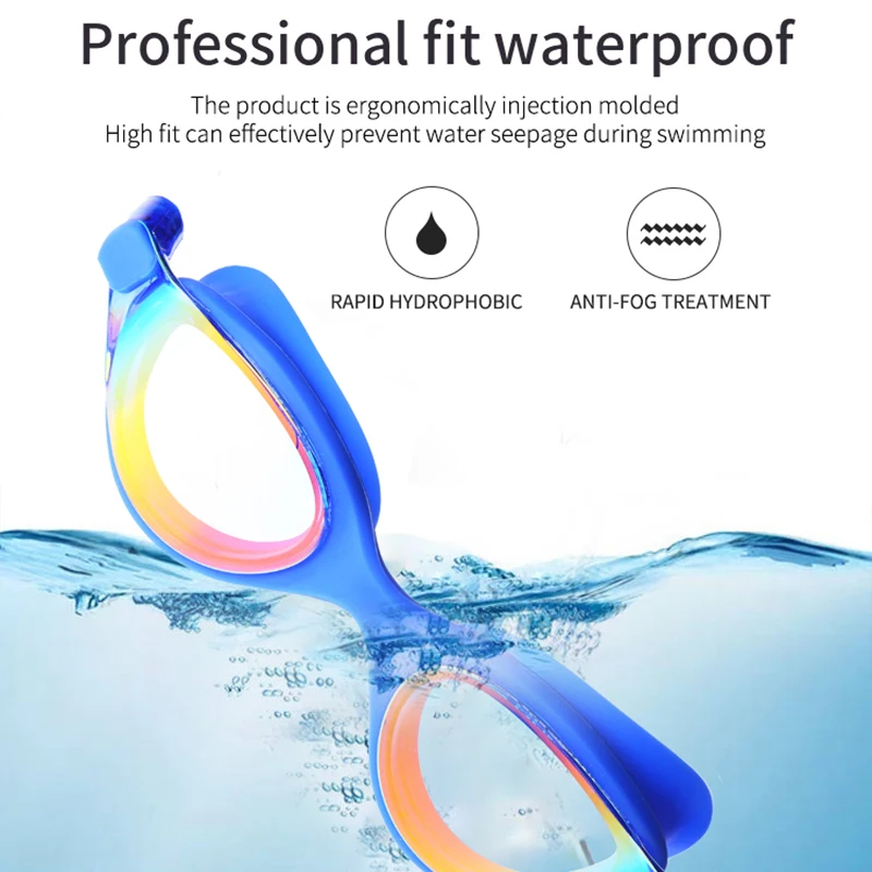 YUELANG Professional Swimming Goggles Swimming with earplugs Waterproof glasses  Anti-Fog Anti-UV Silicone Glasses Electroplate