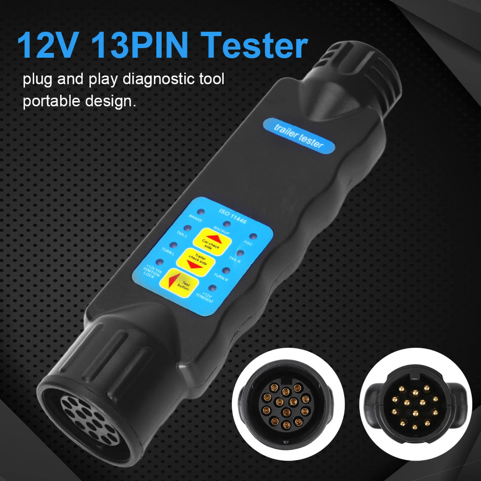13 Pin Caravan Towing Tow Bar Light Wiring Tester 12V Trailer Socket Tester Towbar Plug Socket Diagnostic Tools Accessories
